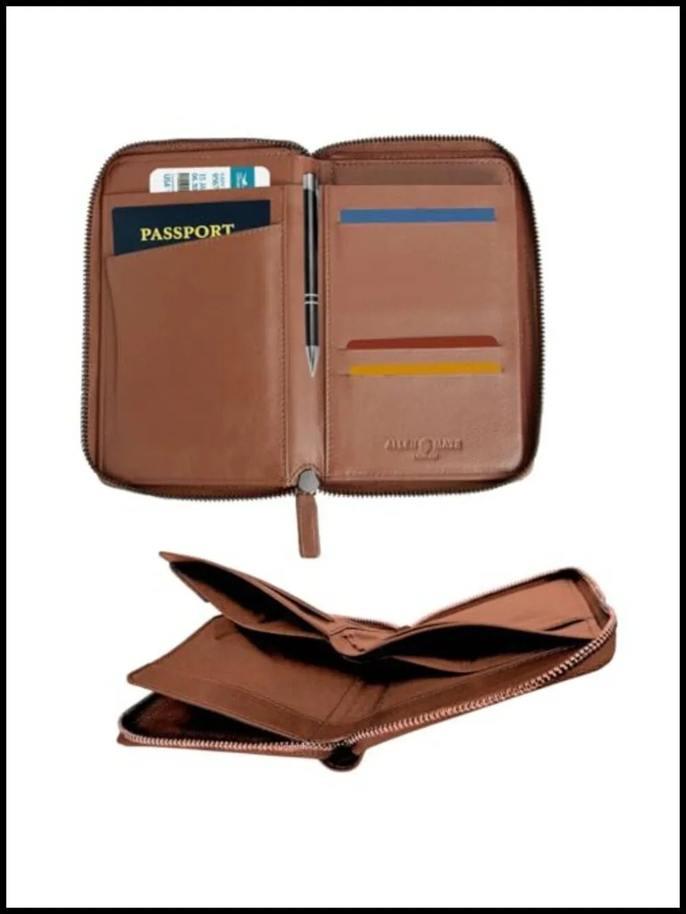 100% Leather RFID Blocking Passport Holder Travel Wallet Organizer